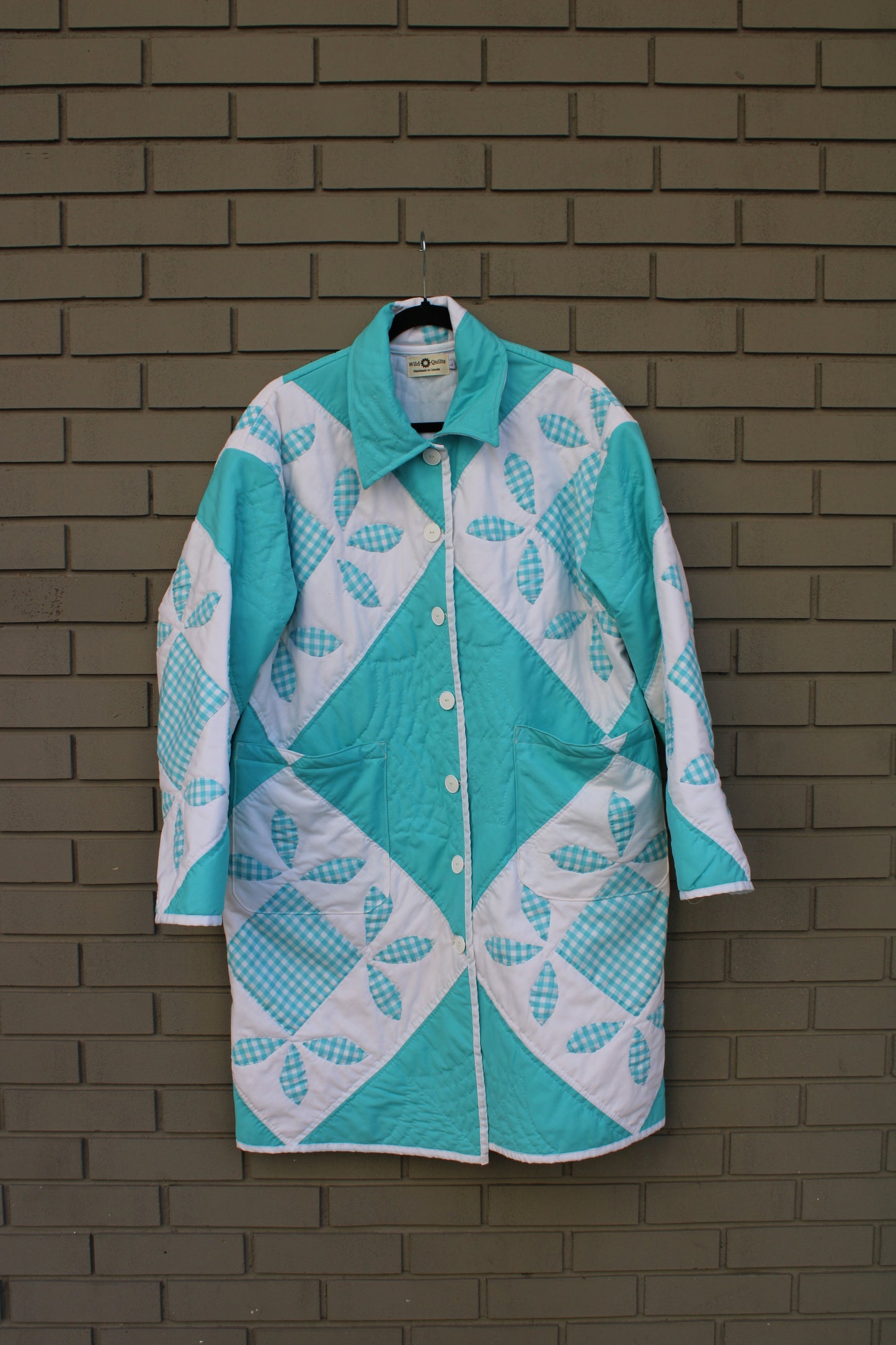 Blue and White Floral Long Quilt Jacket (M-2XL)
