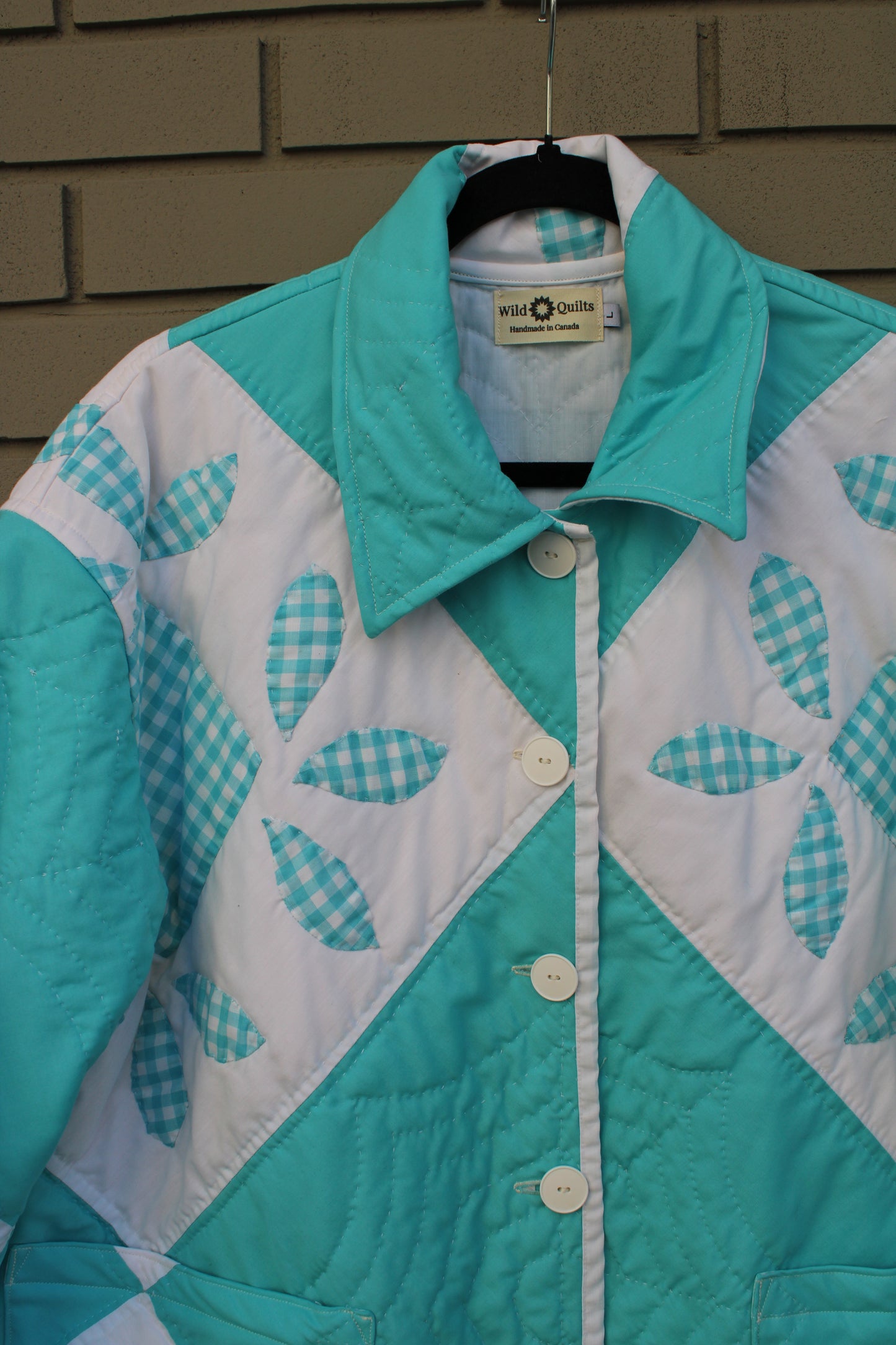Blue and White Floral Long Quilt Jacket (M-2XL)