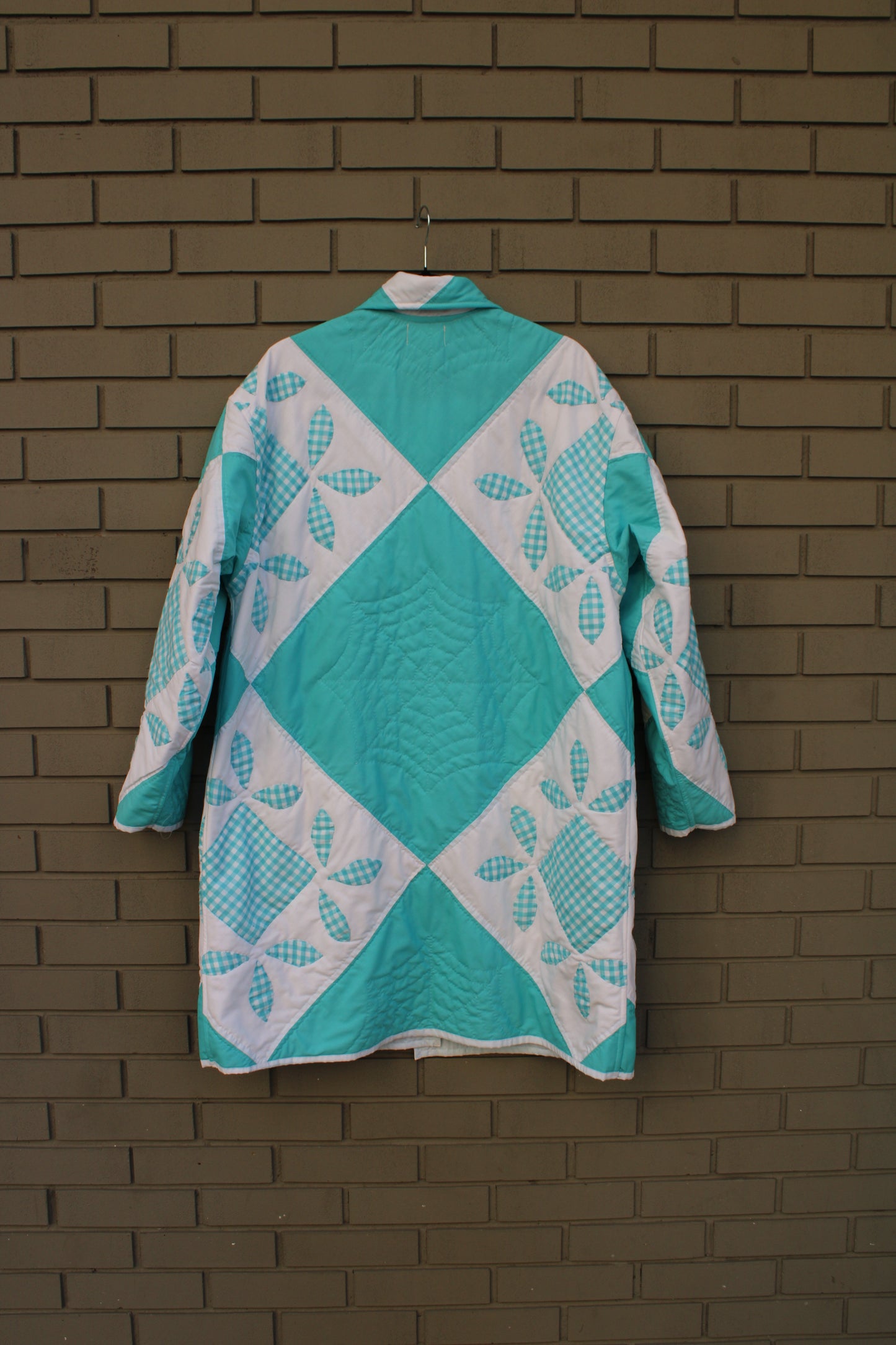 Blue and White Floral Long Quilt Jacket (M-2XL)
