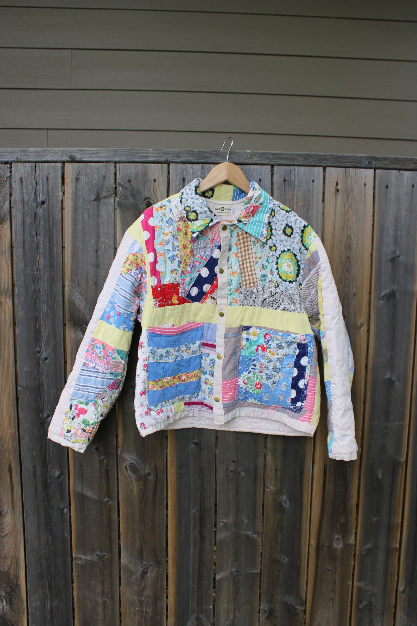 Patchwork Yellow Crazy Feedsack Quilt Jacket (S-L)