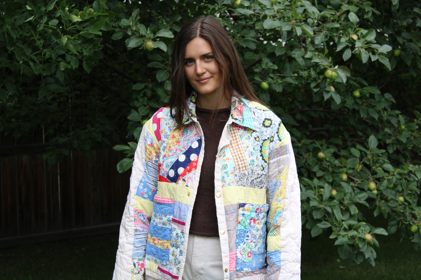 Patchwork Yellow Crazy Feedsack Quilt Jacket (S-L)