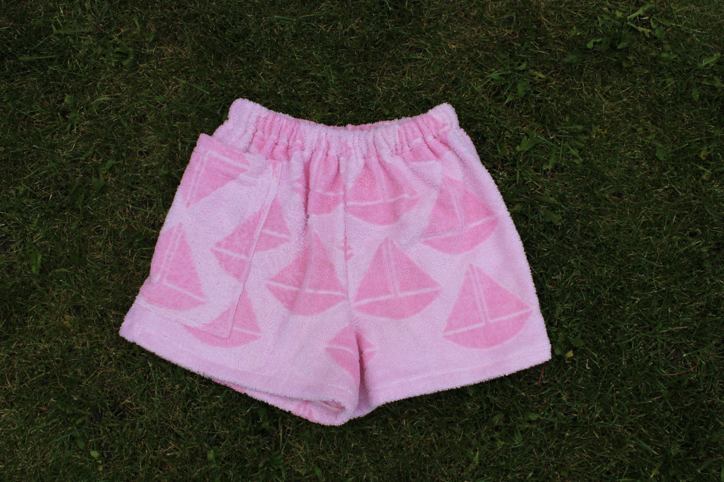 Towel Shorts - Pink Sailboats (XS/S)