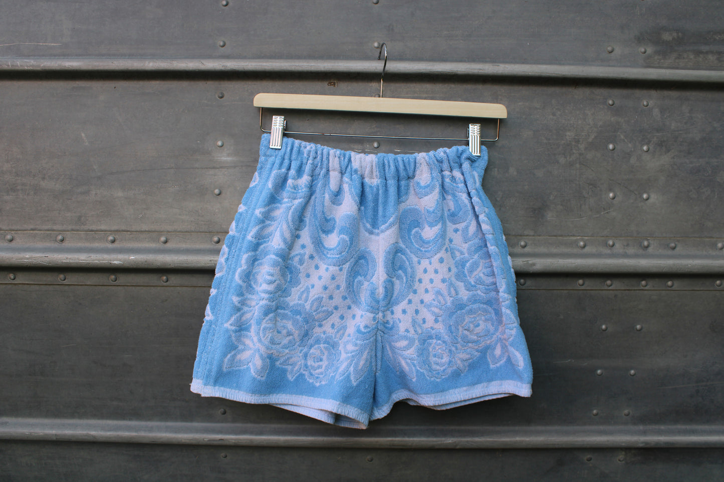Towel Shorts - Blue Florals and Roses (S)