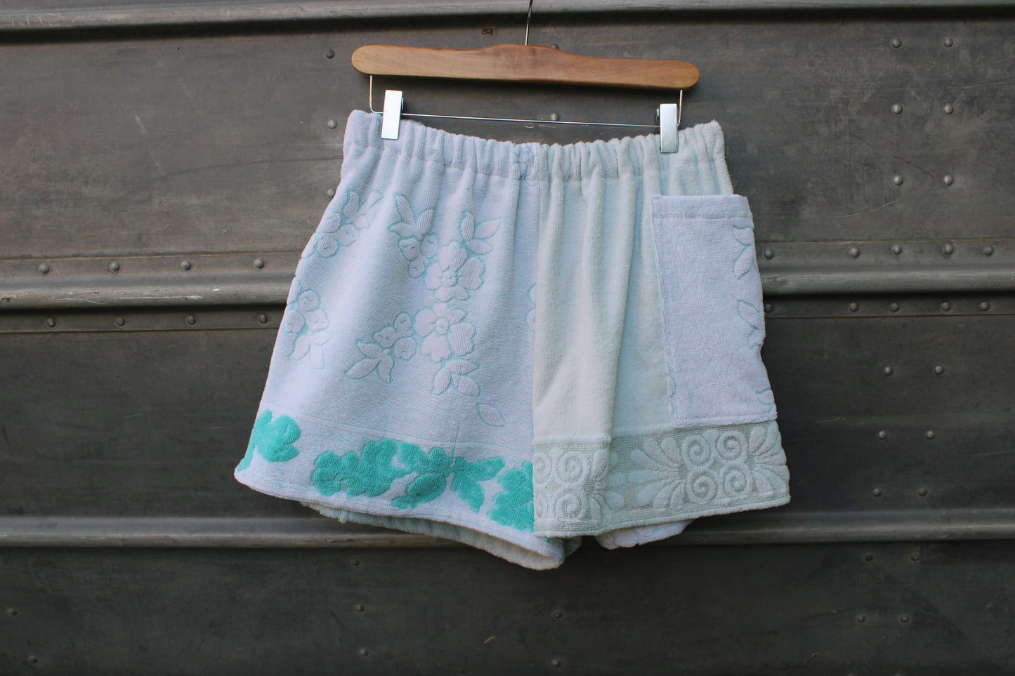 Towel Shorts - Light Blue and Teal (L)