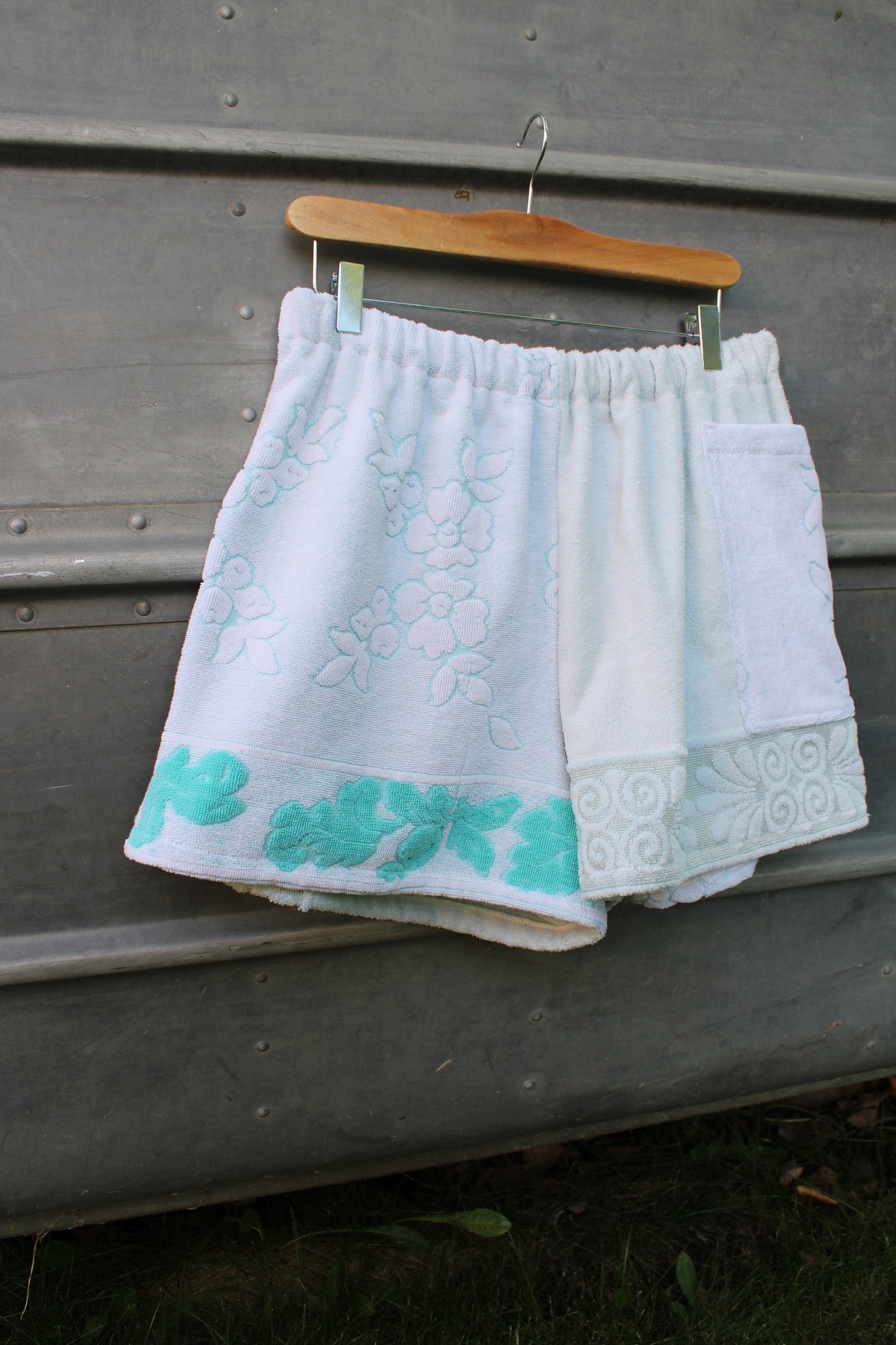 Towel Shorts - Light Blue and Teal (L)