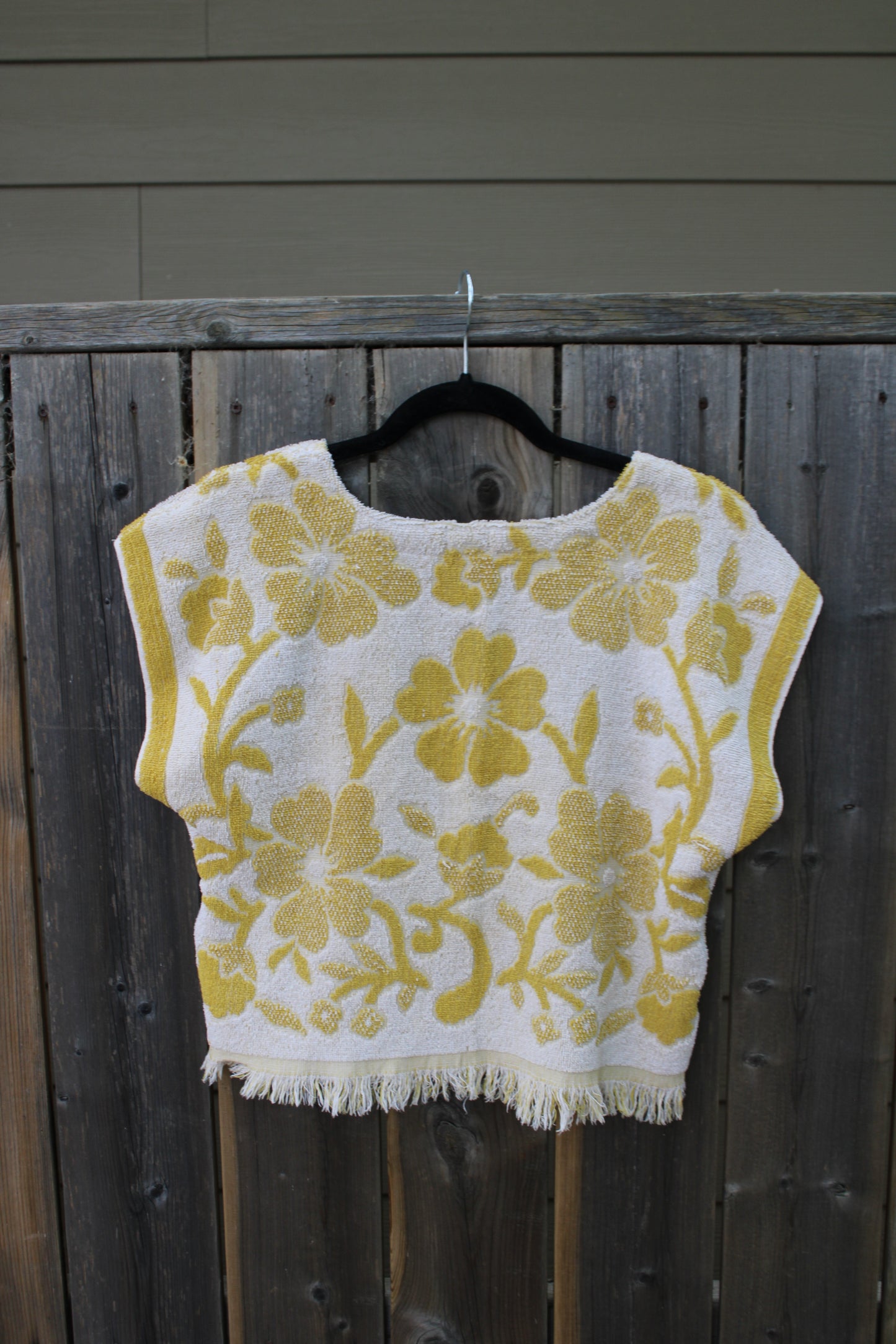Vintage Towel Blouse (M) - Yellow Florals
