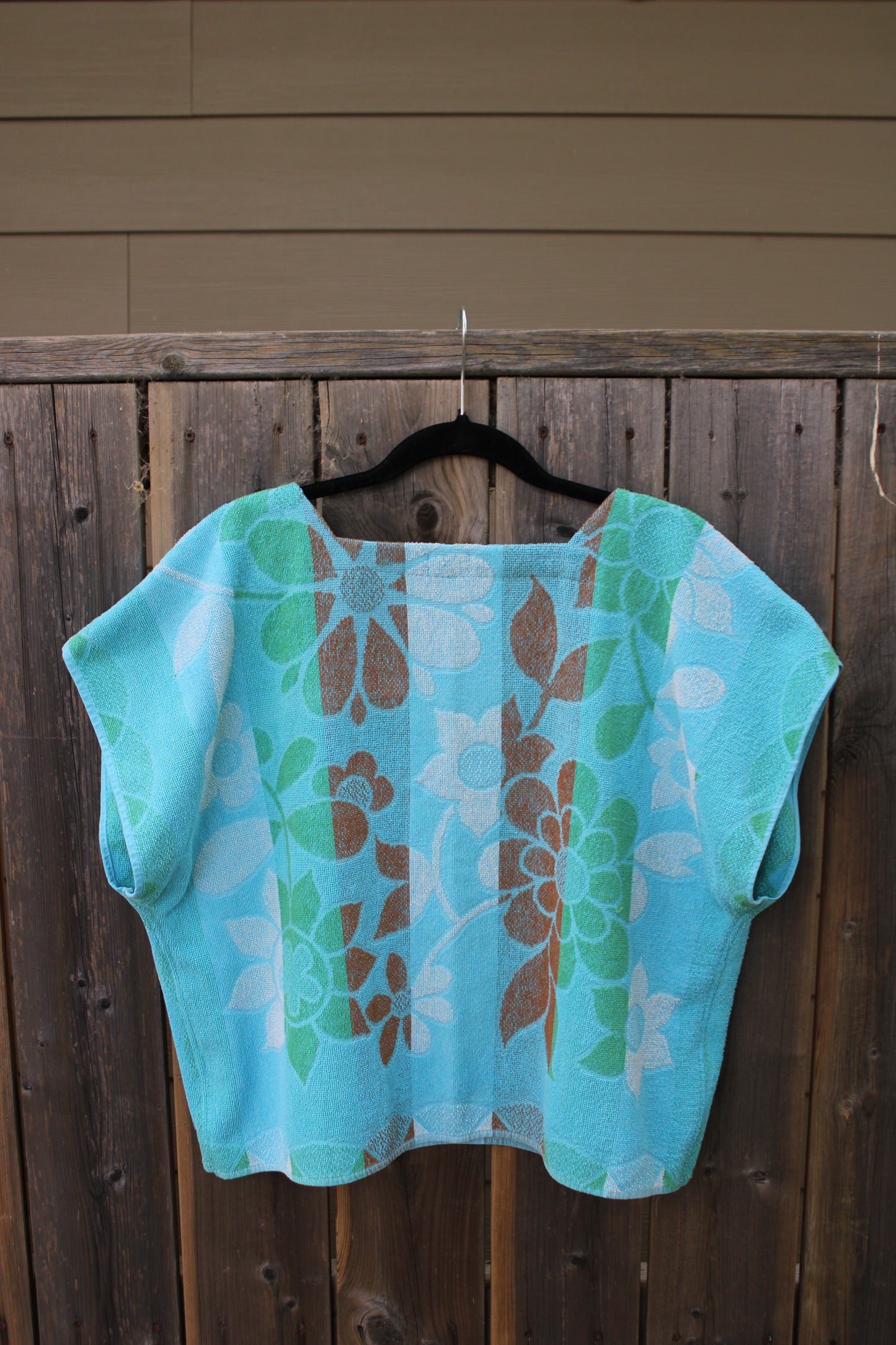 Vintage Towel Blouse (XXL) - Blue Flower Power
