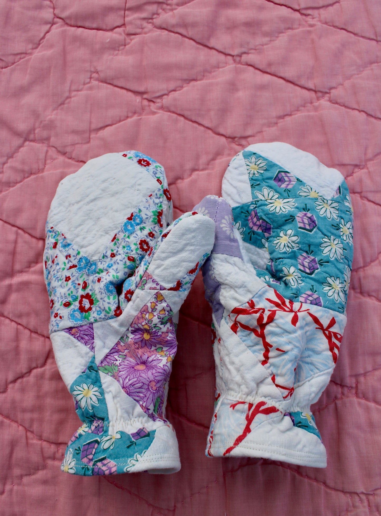Vintage Patchwork Quilt Mittens #21
