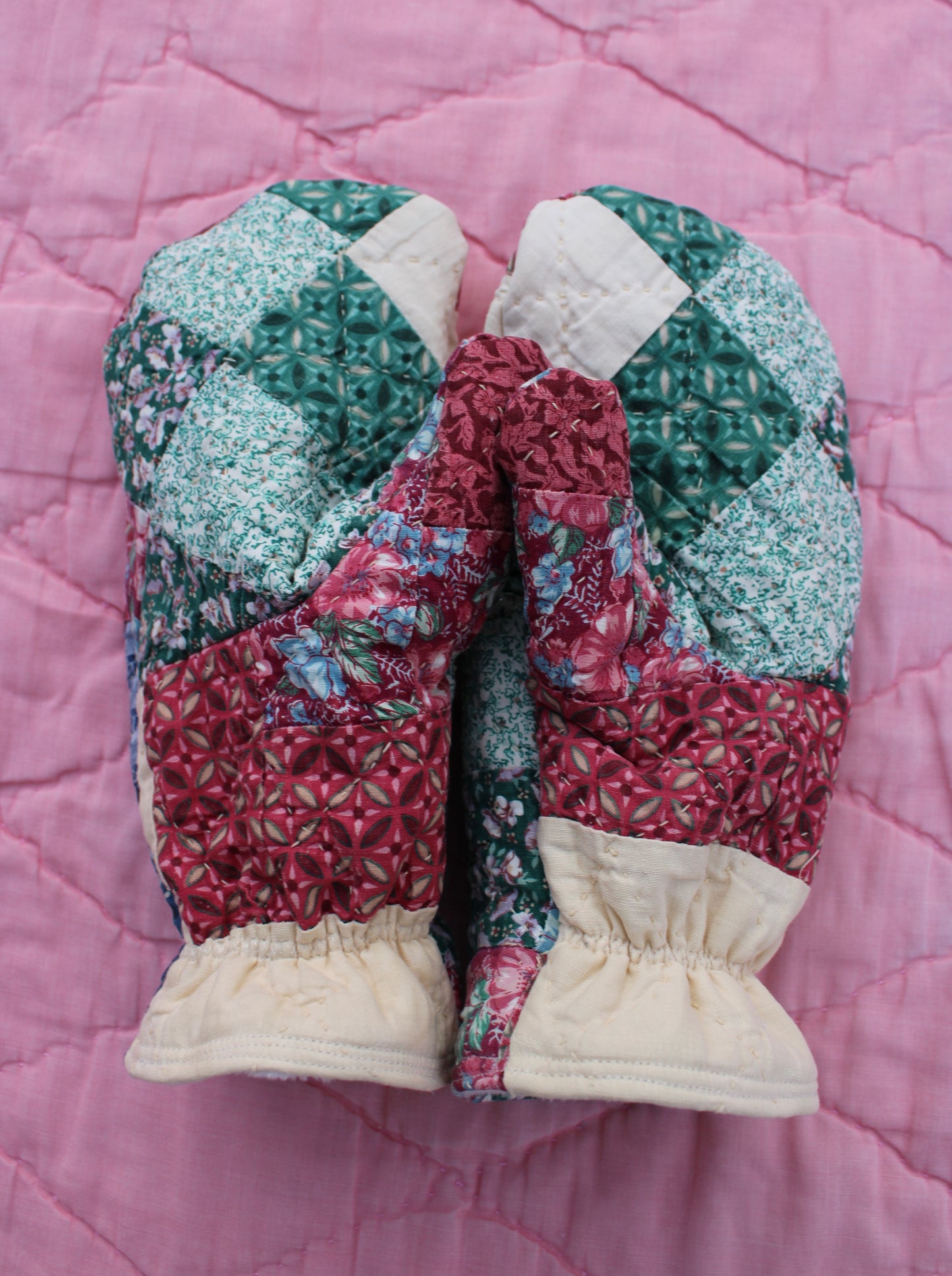 Vintage Patchwork Quilt Mittens #36