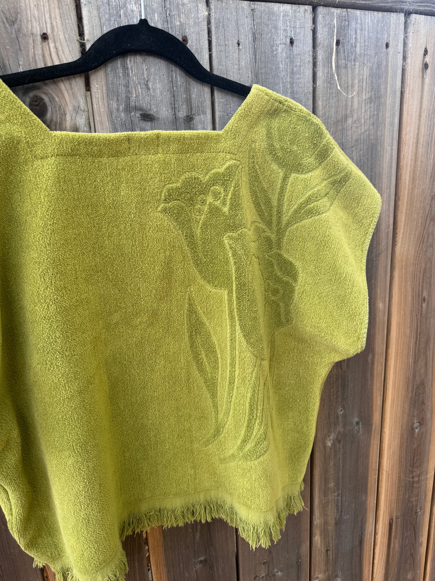 Vintage Towel Blouse (XXL) - Green Velvet Tulips