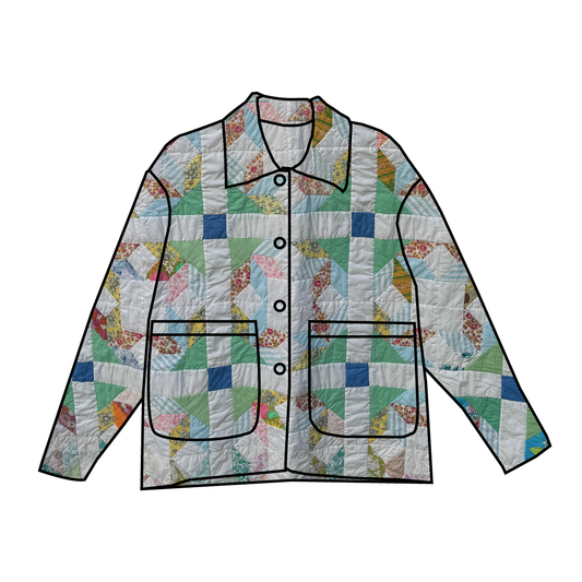 Custom Quilt Jacket - Green Pastel Feedsacks