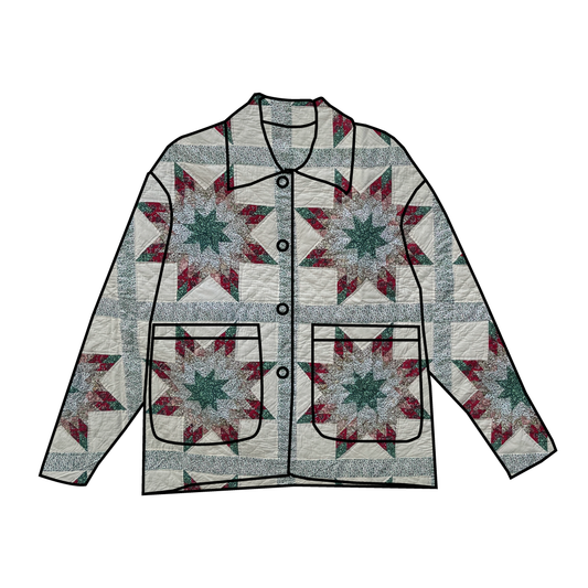 Custom Quilt Jacket - Pink anf Green Stars