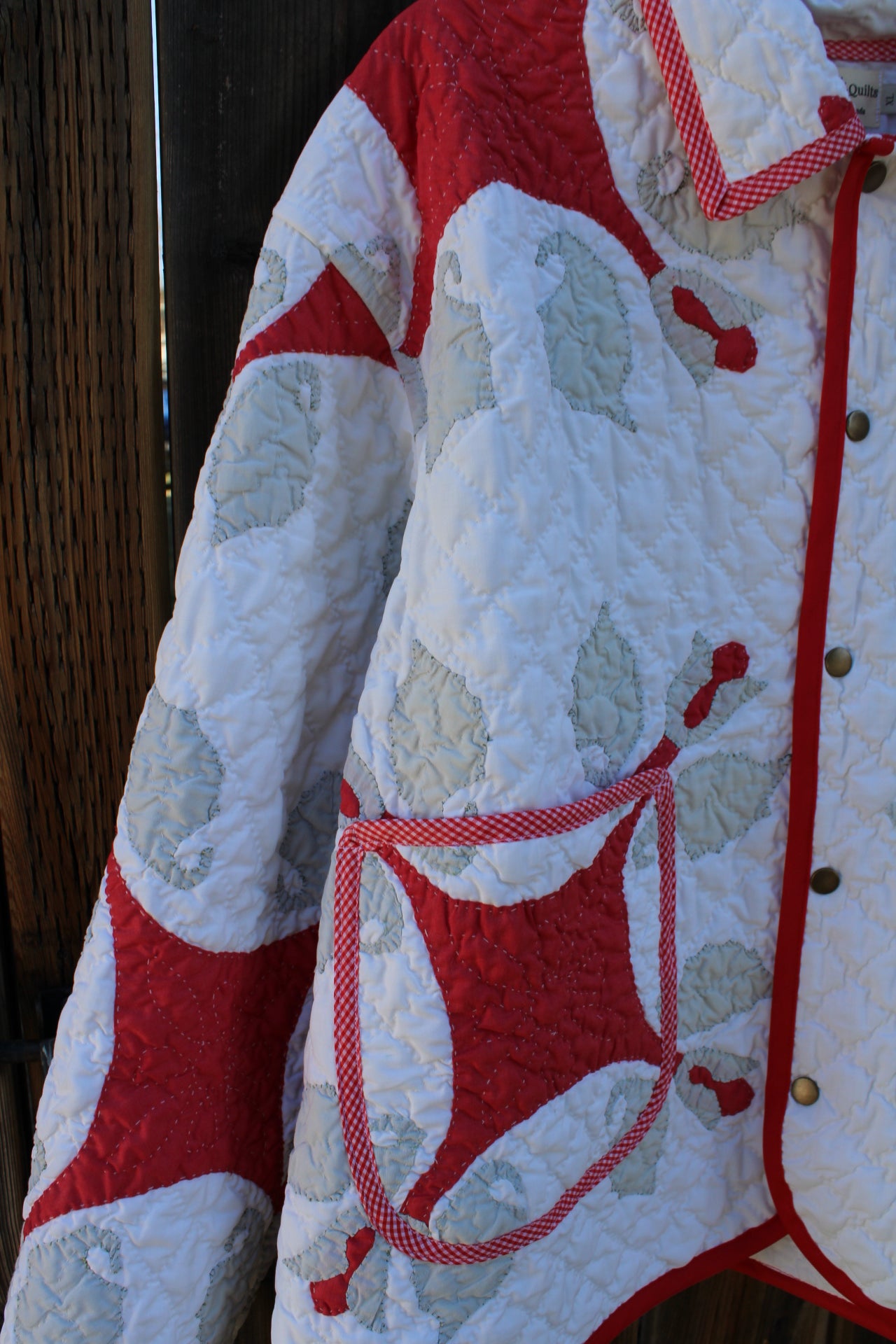 Red and White Quilt Jacket - (L-2XL)