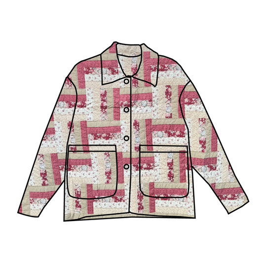 Custom Quilt Jacket - Pink and Beige Stripes