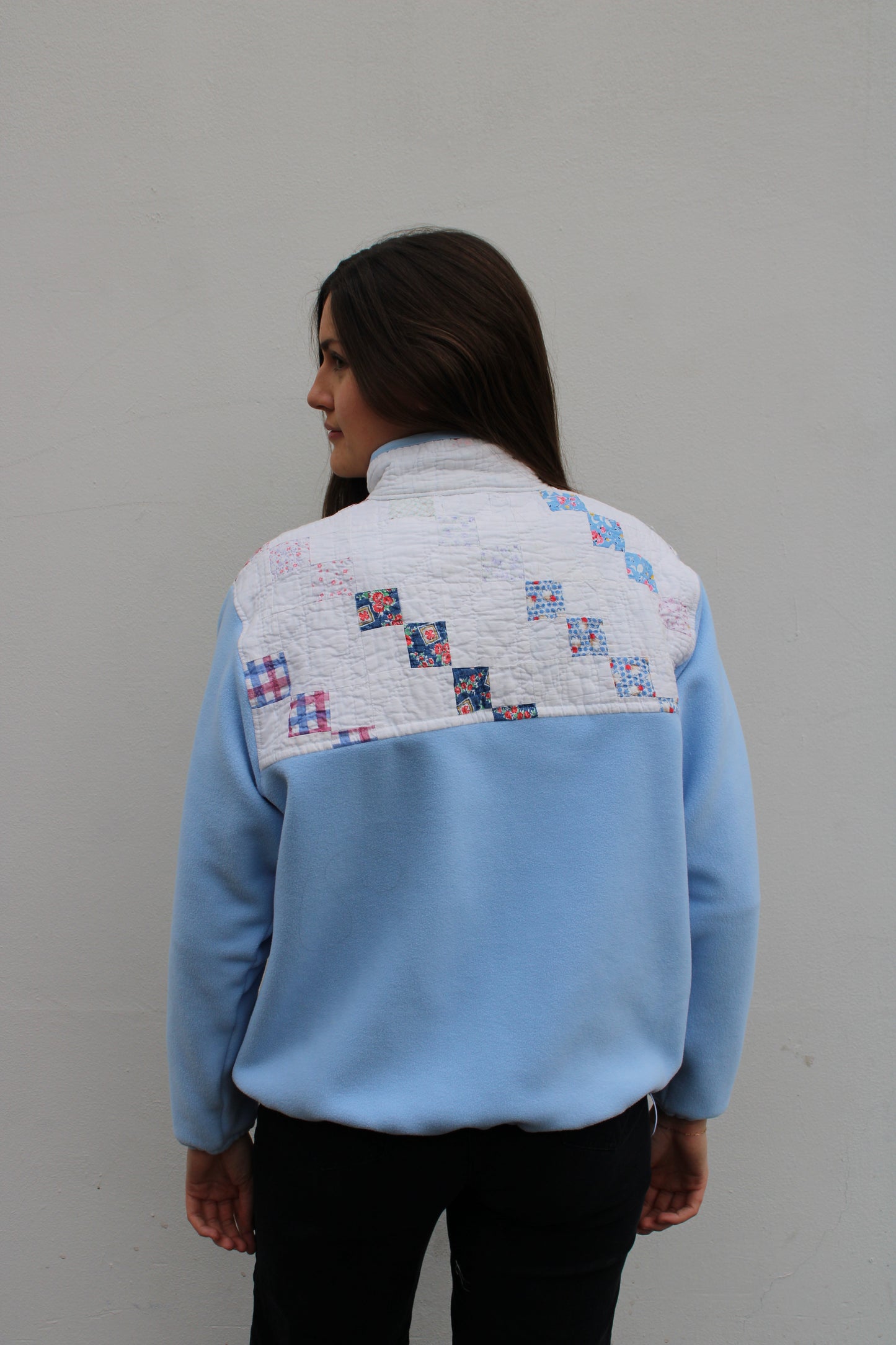 Vintage Blue Quilt Pullover (L)