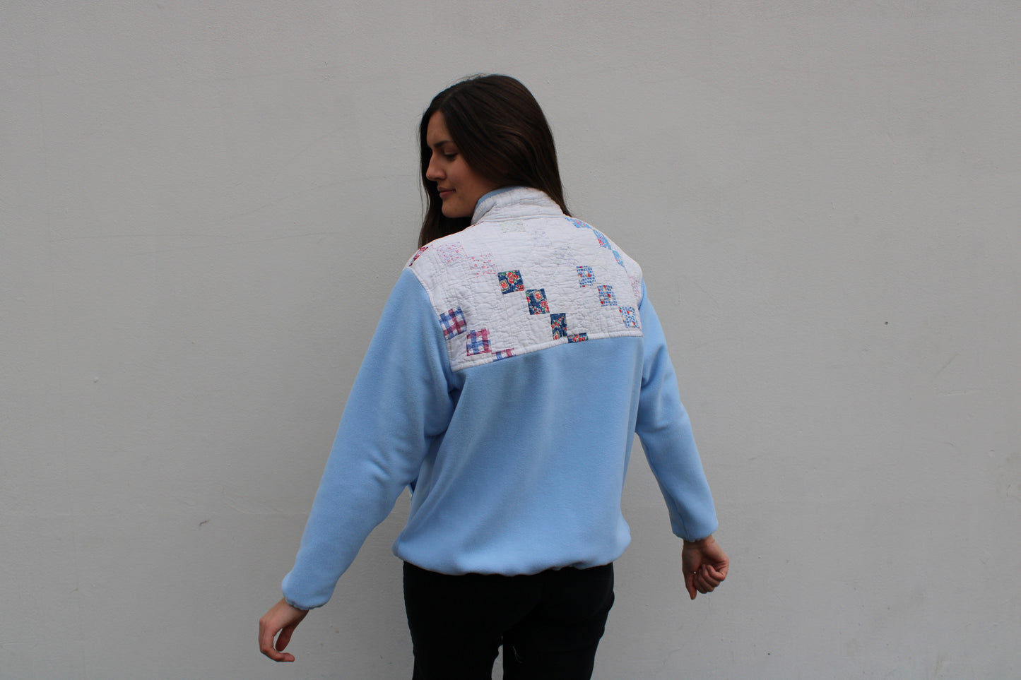 Vintage Blue Quilt Pullover (L)