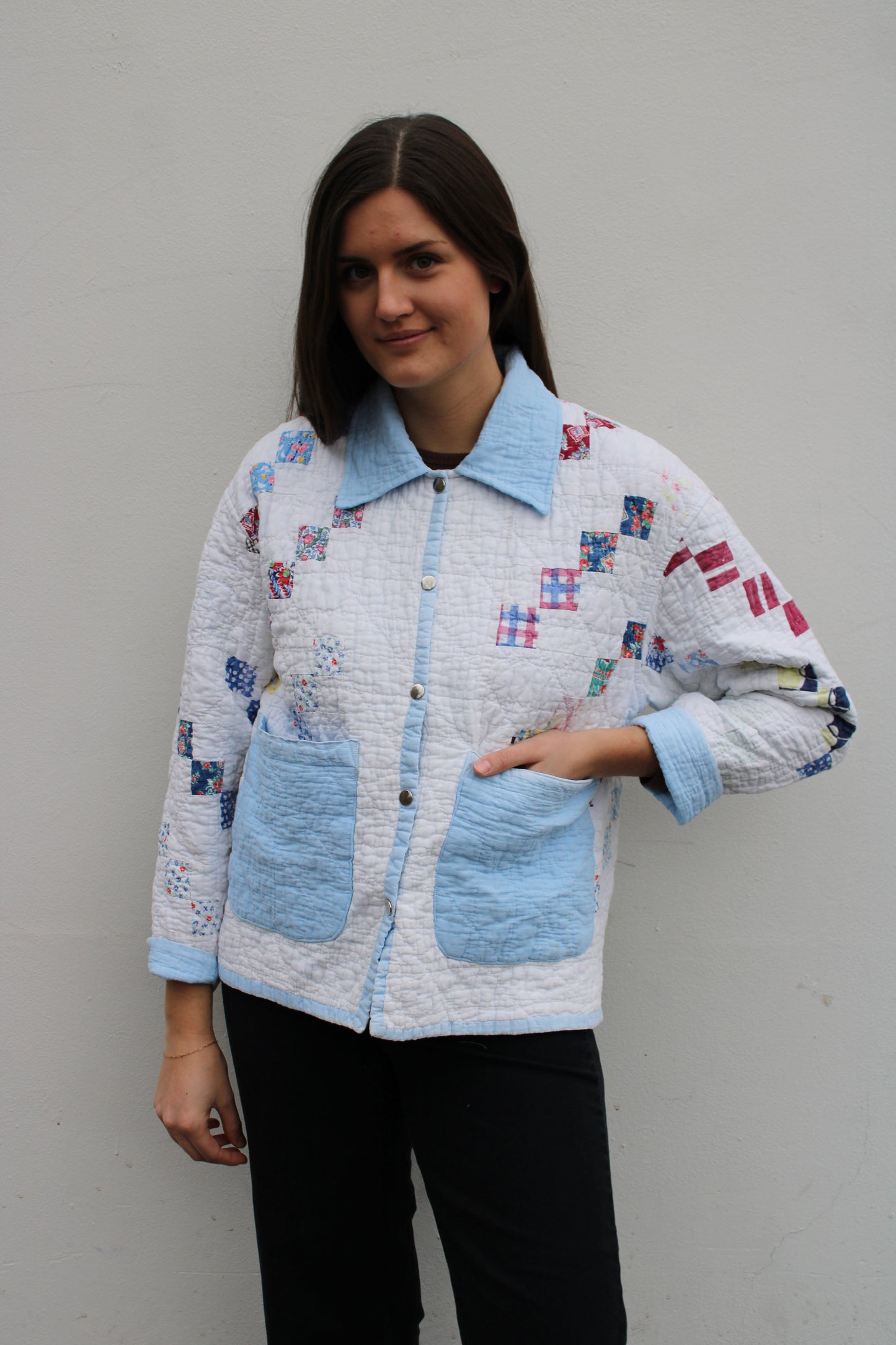 Blue Square Quilt Jacket  (S-L)