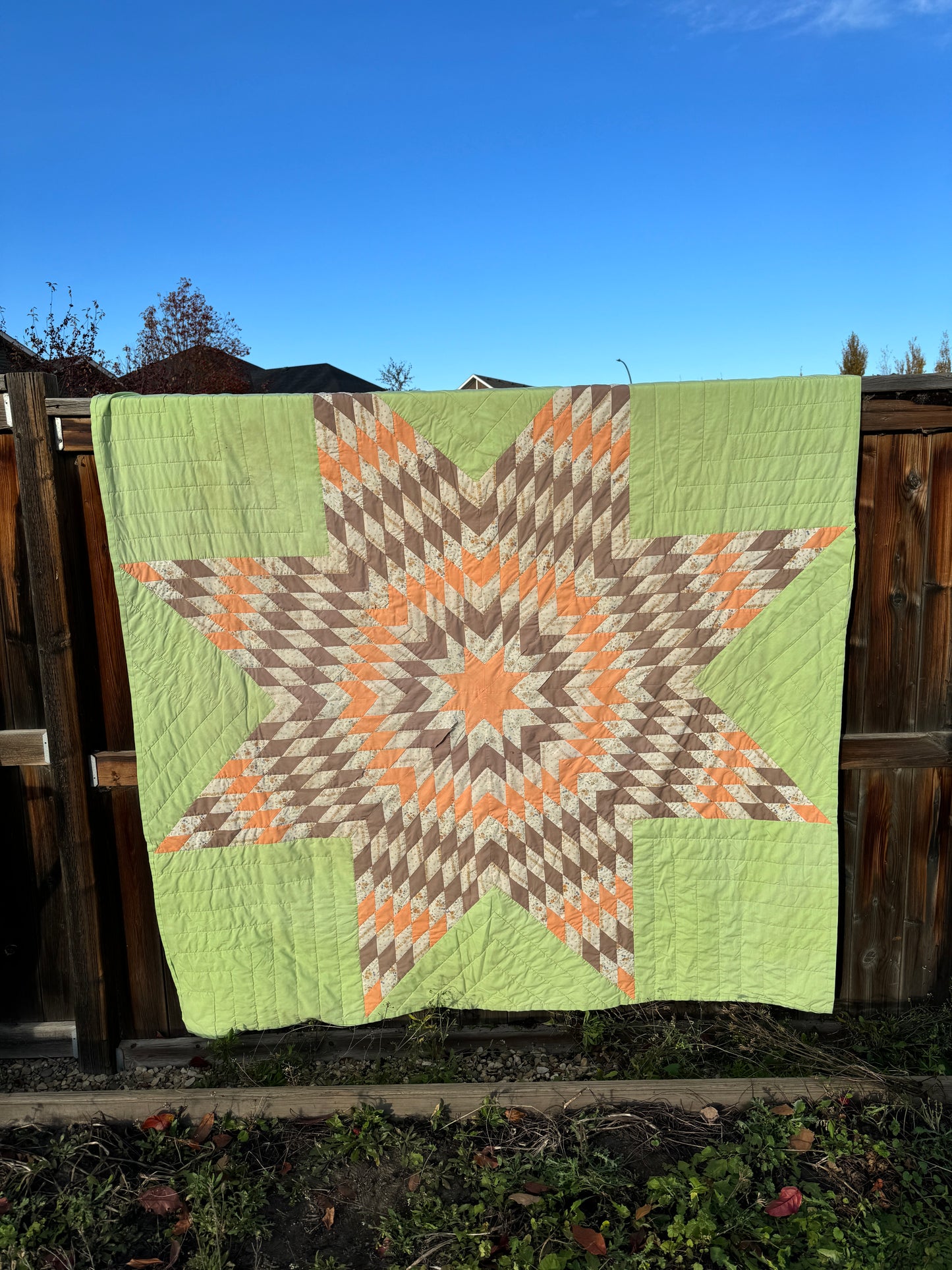 Custom Quilt Jacket - Green Prairie Star