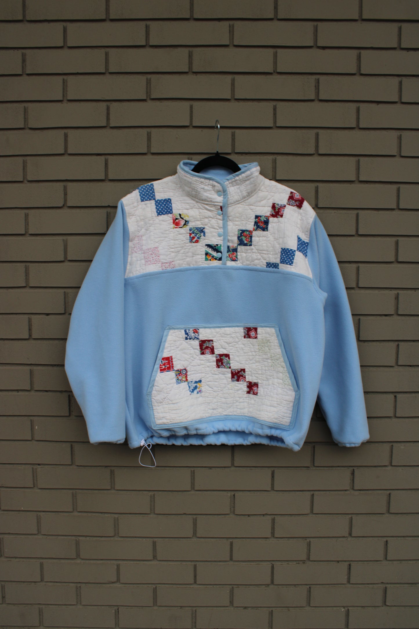 Vintage Blue Quilt Pullover (L)