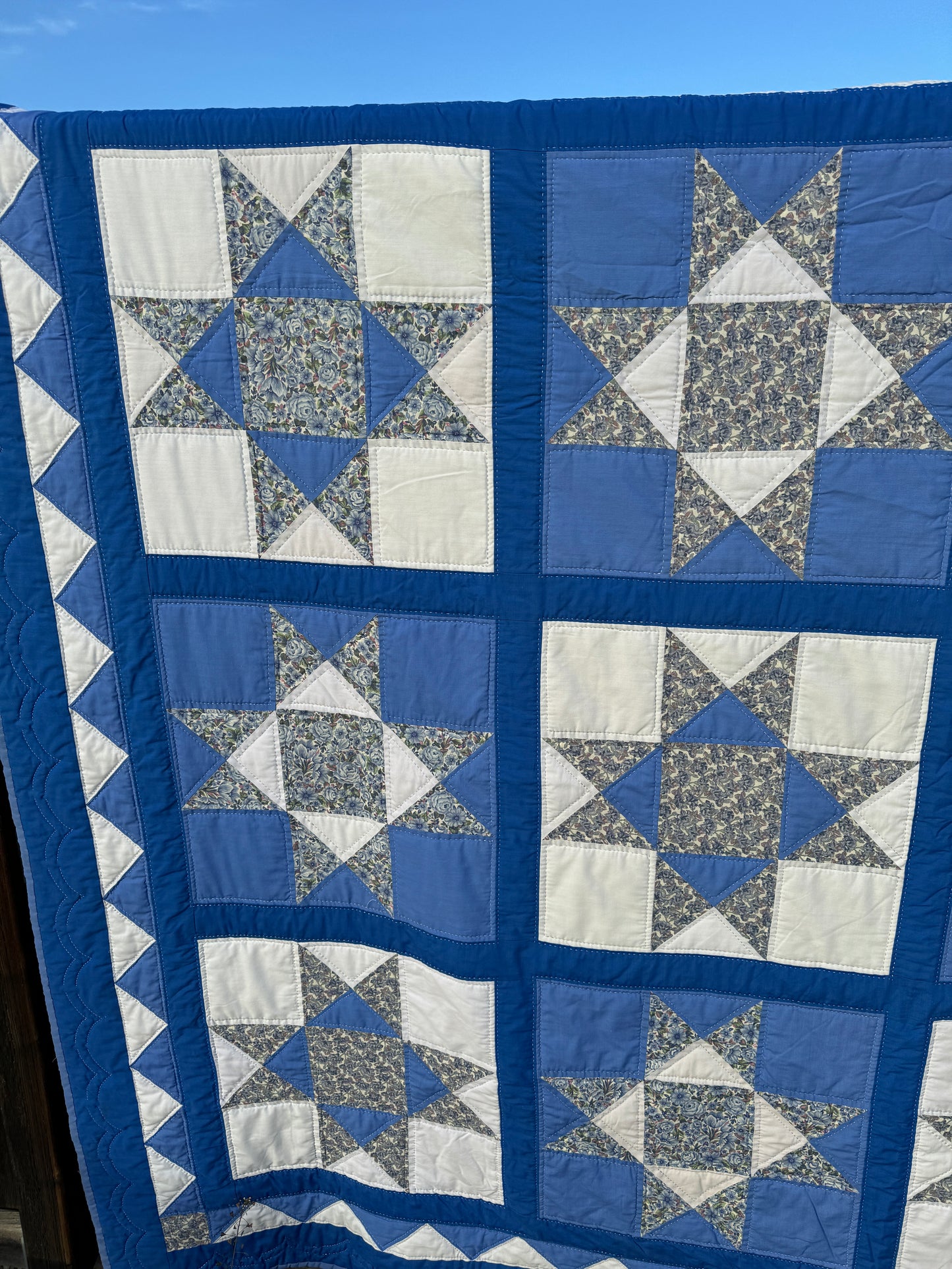 Custom Quilt Jacket - Blue Sawtooth Stars