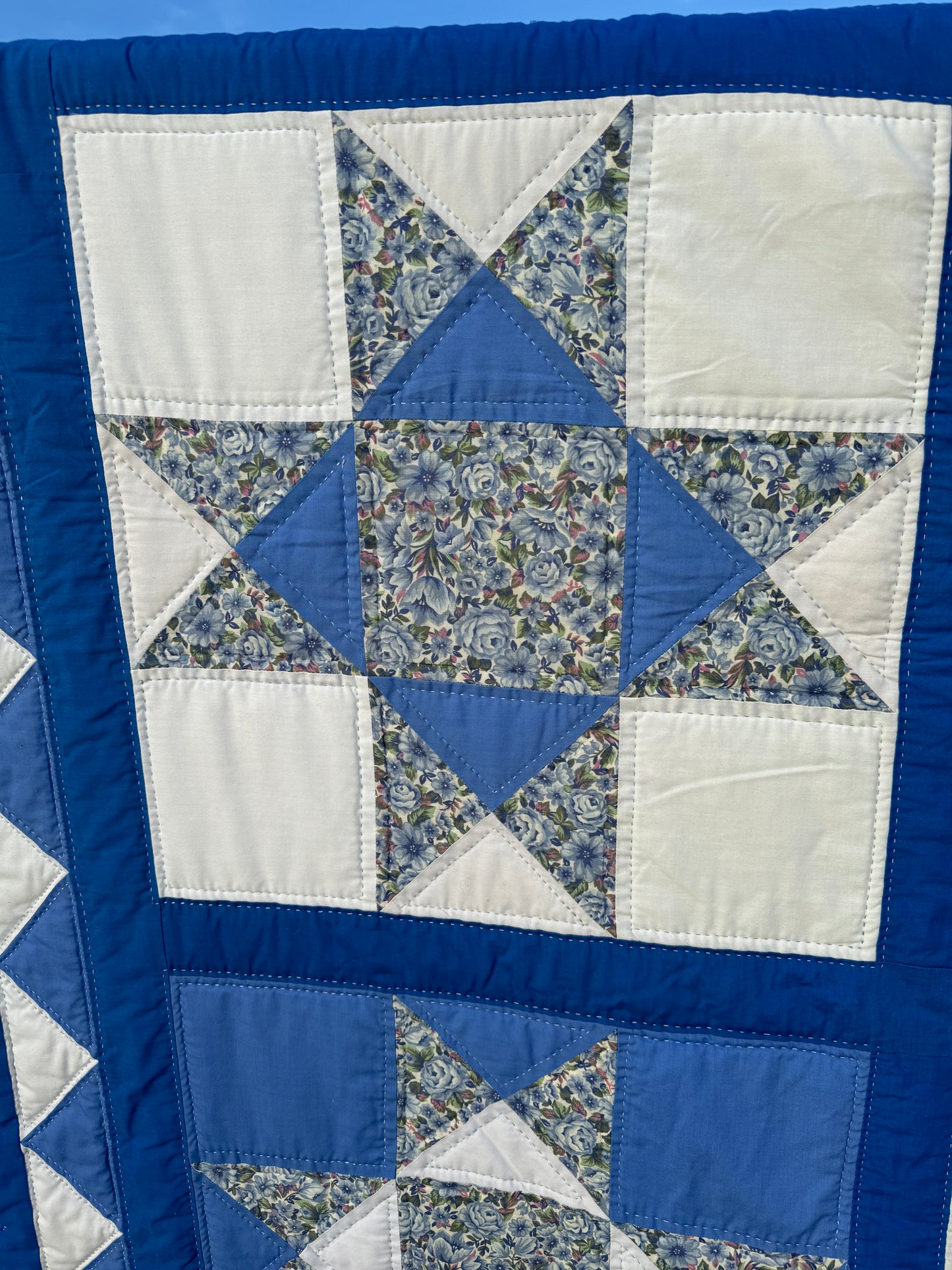 Custom Quilt Jacket - Blue Sawtooth Stars