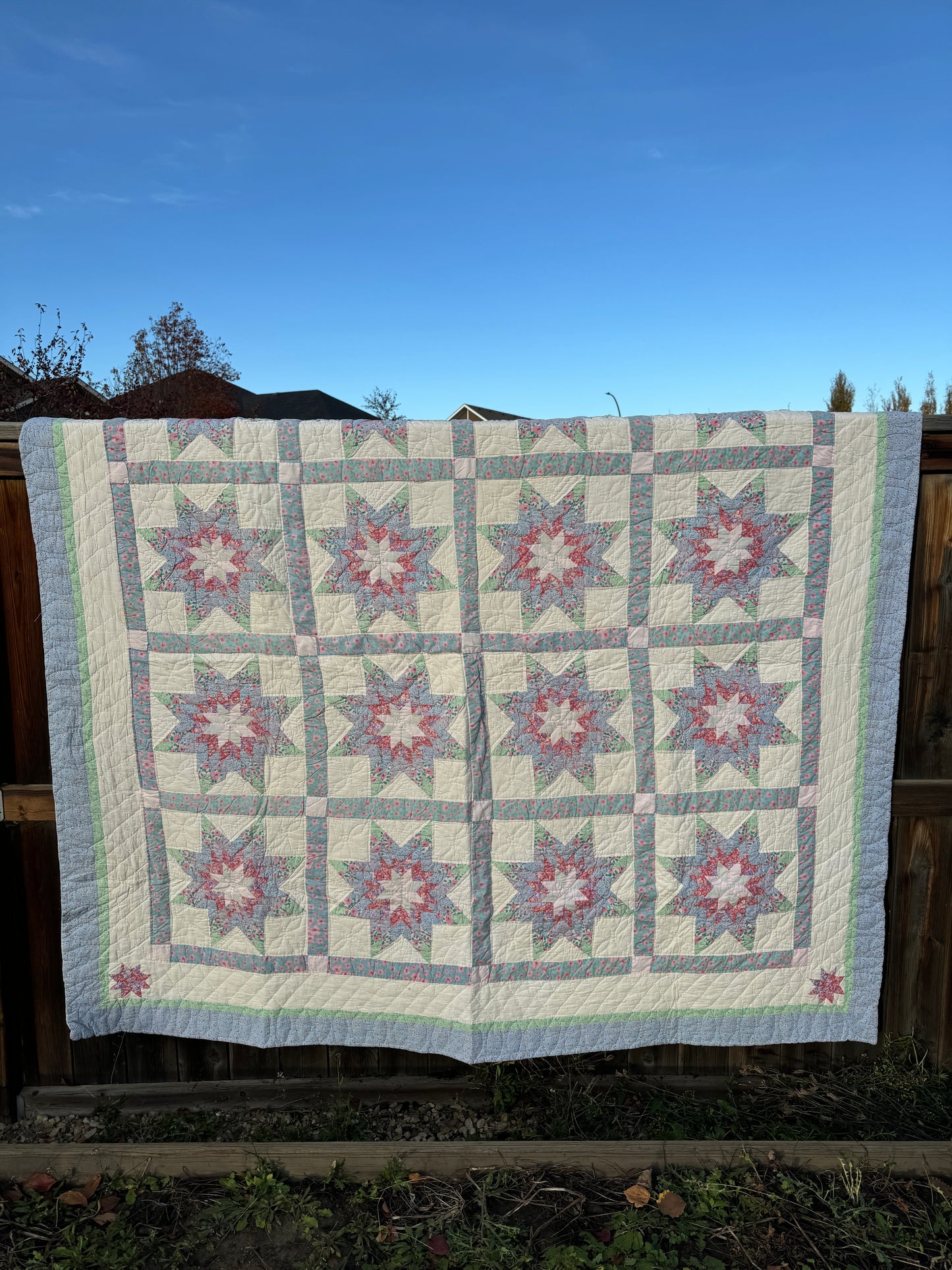 Custom Quilt Jacket - Pink anf Green Stars