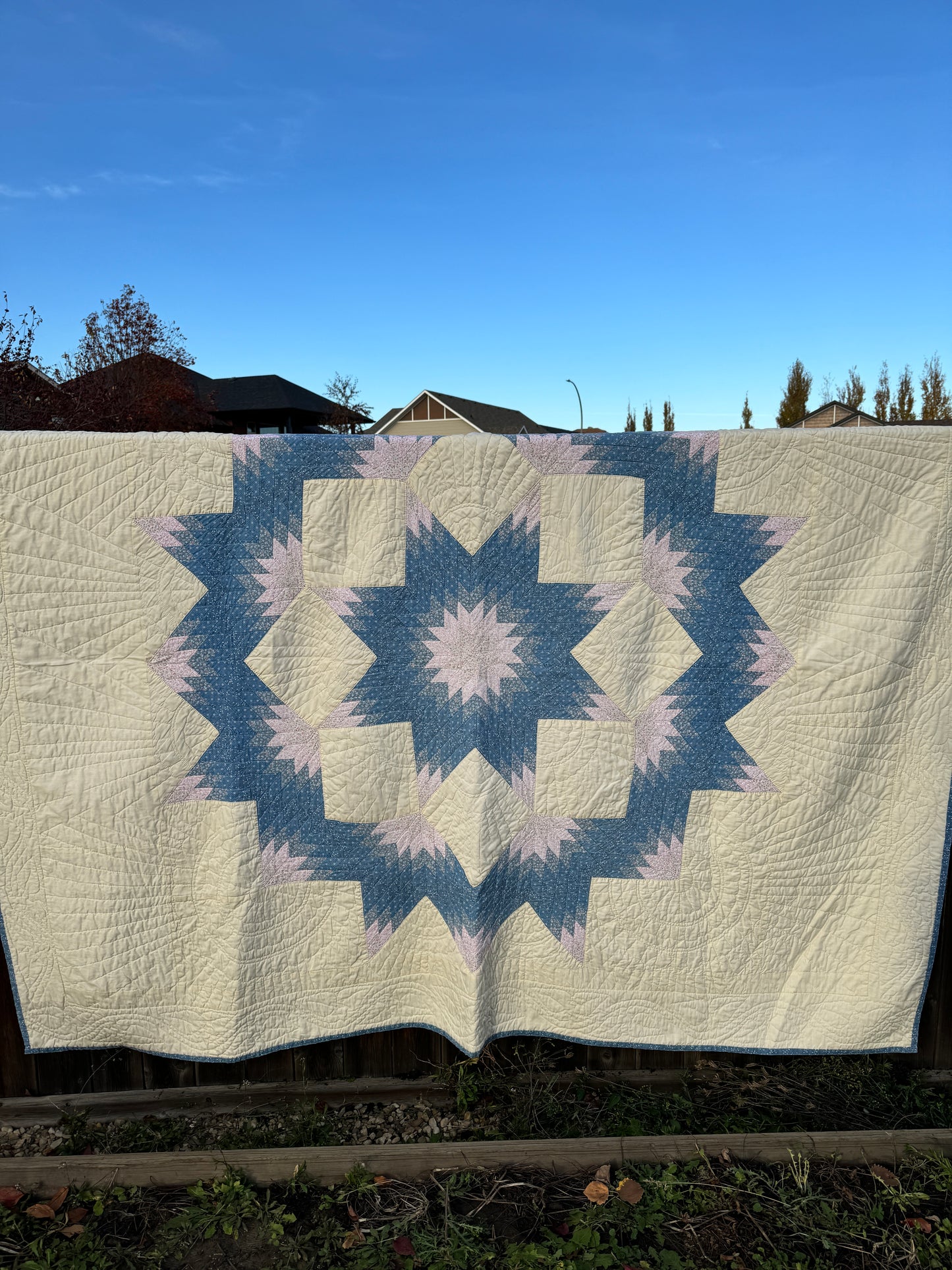 Custom Quilt Jacket - Double Yellow and Blue Prairie Star