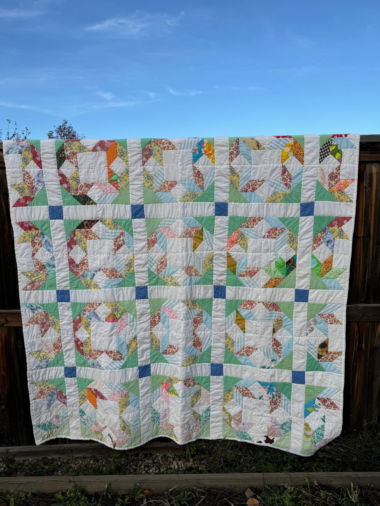 Custom Quilt Jacket - Green Pastel Feedsacks