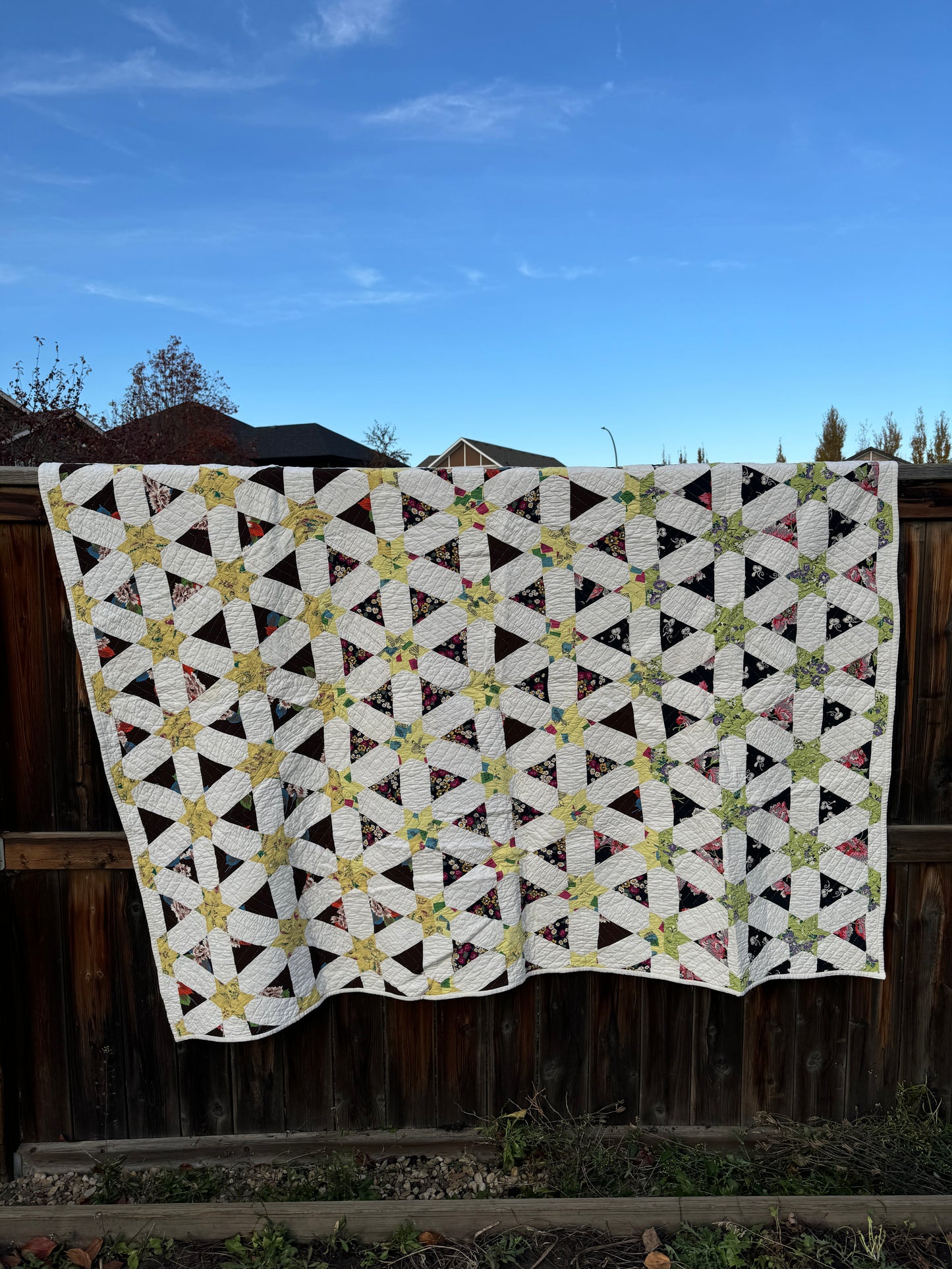 Custom Quilt Jacket - Black and Green Stars