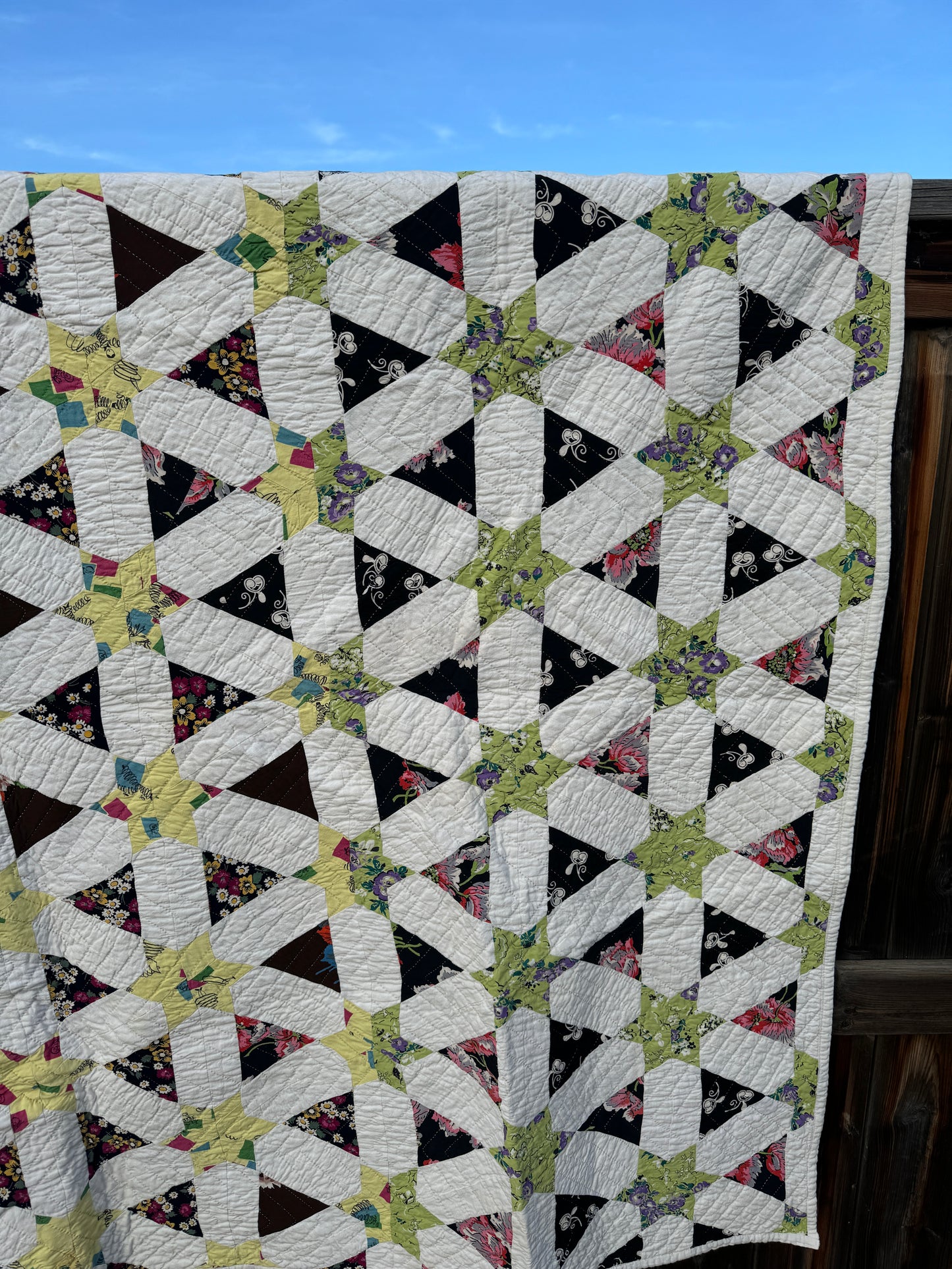 Custom Quilt Jacket - Black and Green Stars