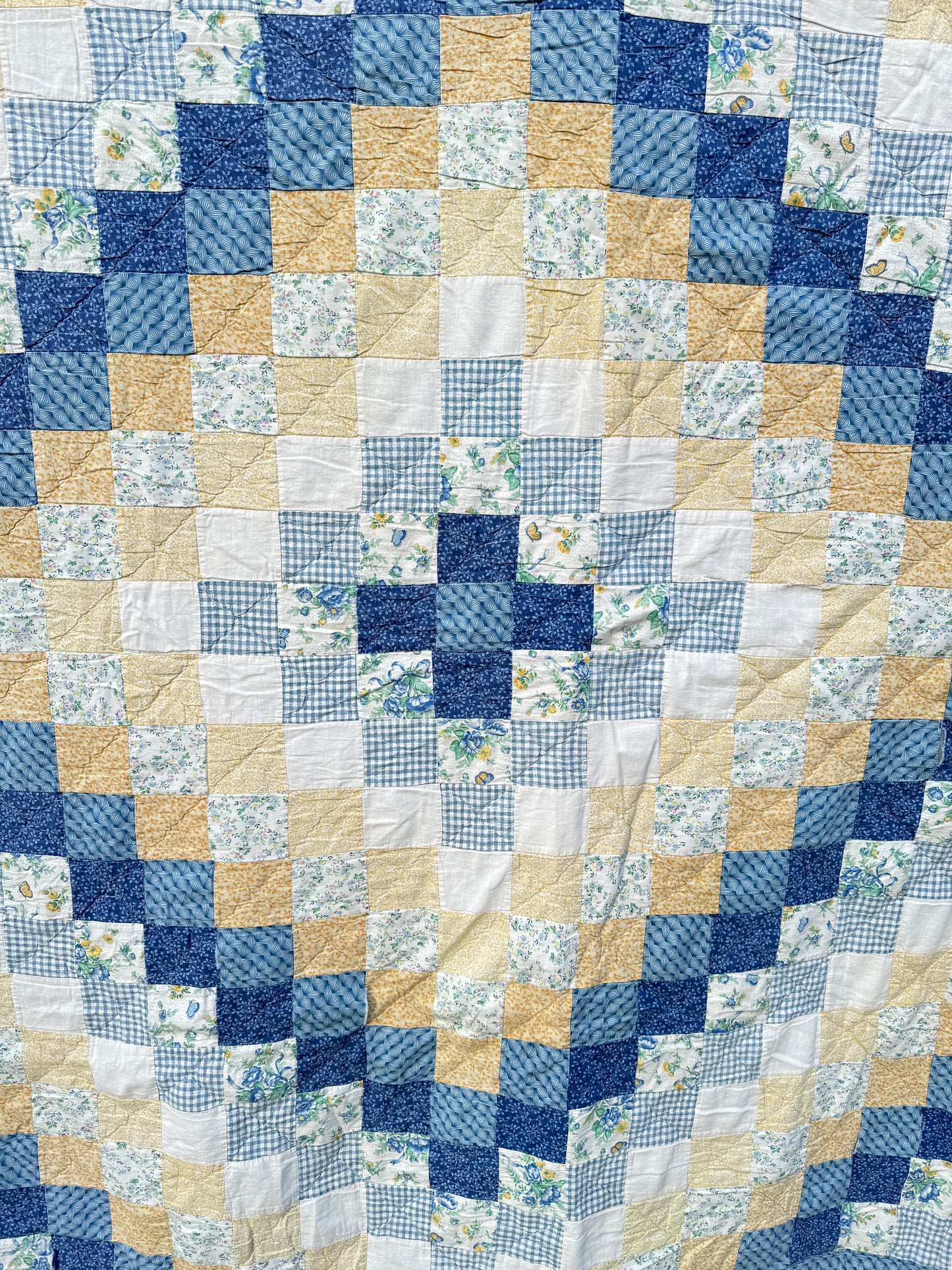 Custom Quilt Jacket - Blue and Yellow Around the World