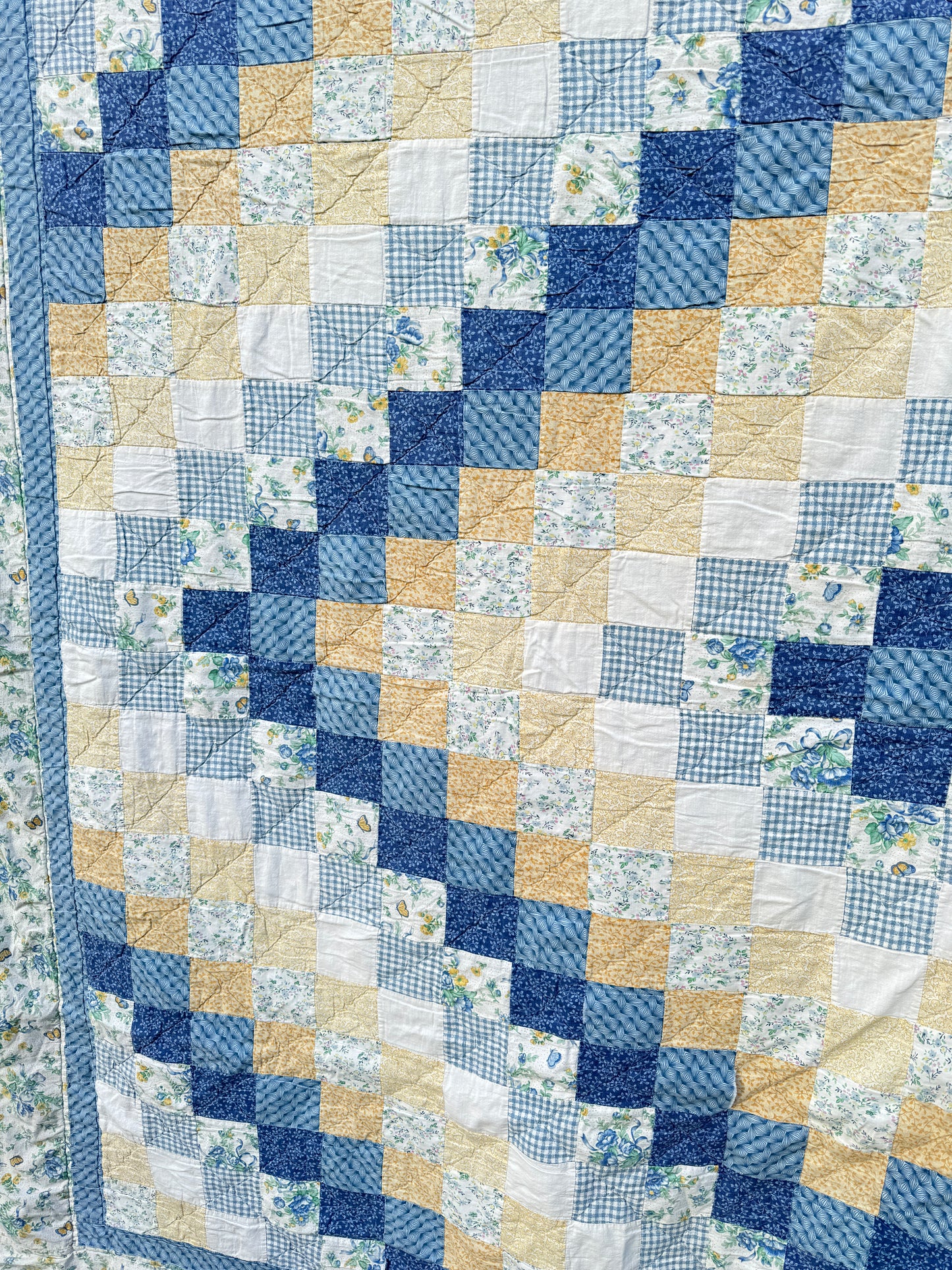 Custom Quilt Jacket - Blue and Yellow Around the World