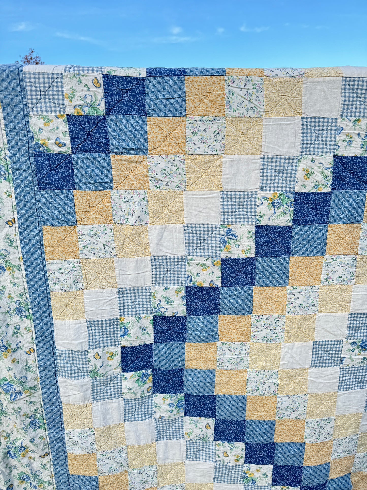 Custom Quilt Jacket - Blue and Yellow Around the World