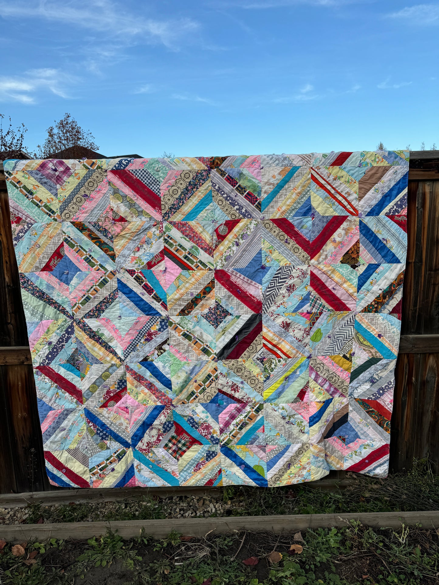 Custom Quilt Jacket - Rainbow String Quilt