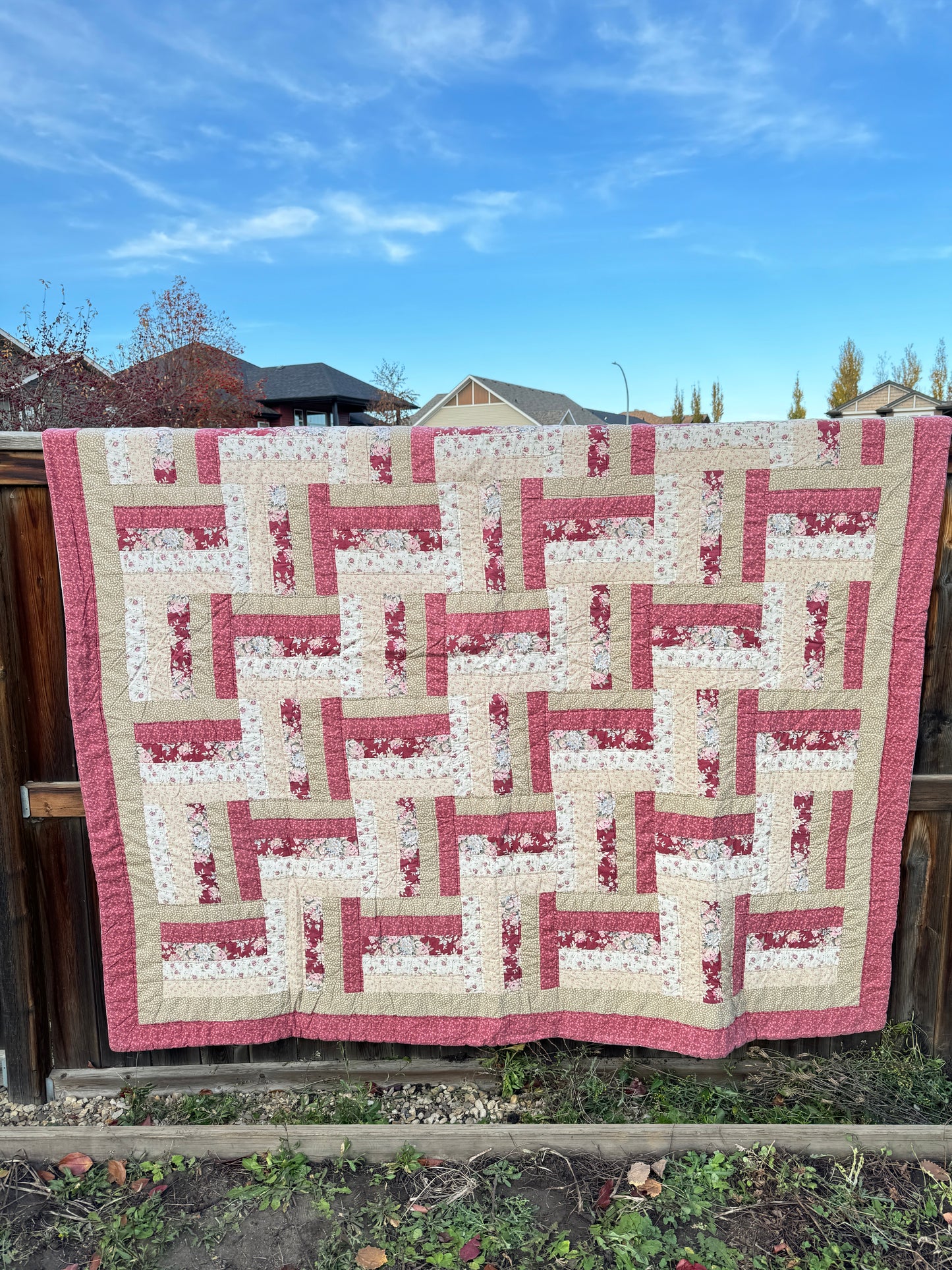 Custom Quilt Jacket - Pink and Beige Stripes