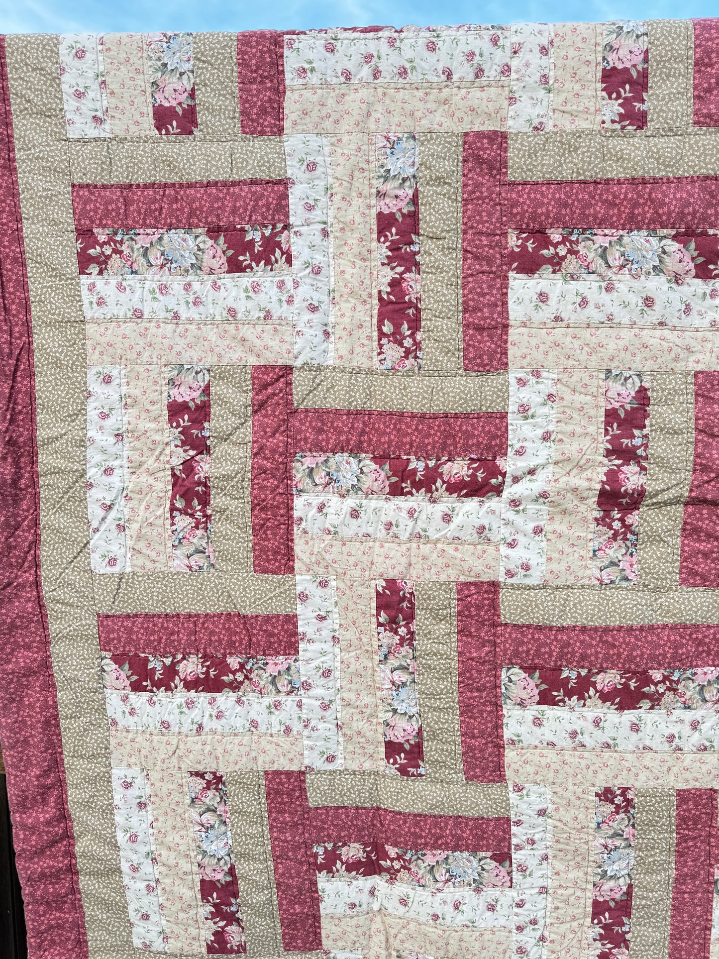 Custom Quilt Jacket - Pink and Beige Stripes