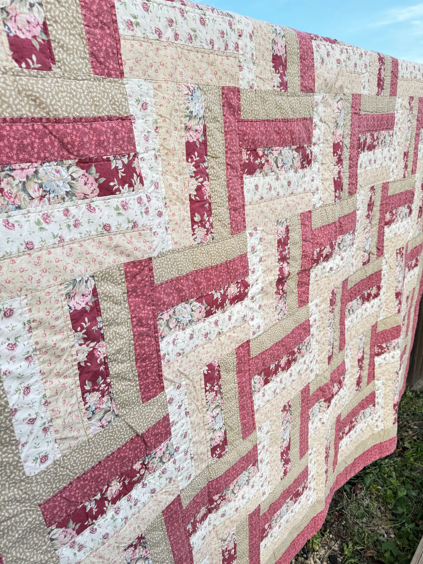 Custom Quilt Jacket - Pink and Beige Stripes