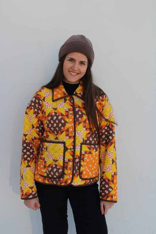 Retro Sleeping Bag Jacket - Brown and Orange (S-XL)