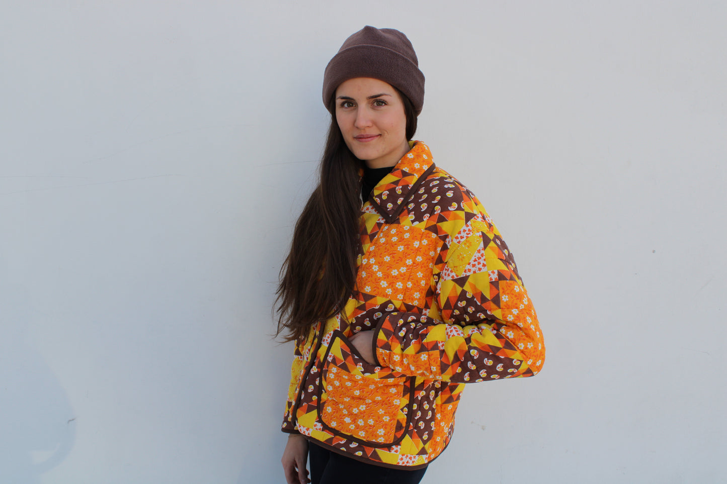 Retro Sleeping Bag Jacket - Brown and Orange (S-XL)