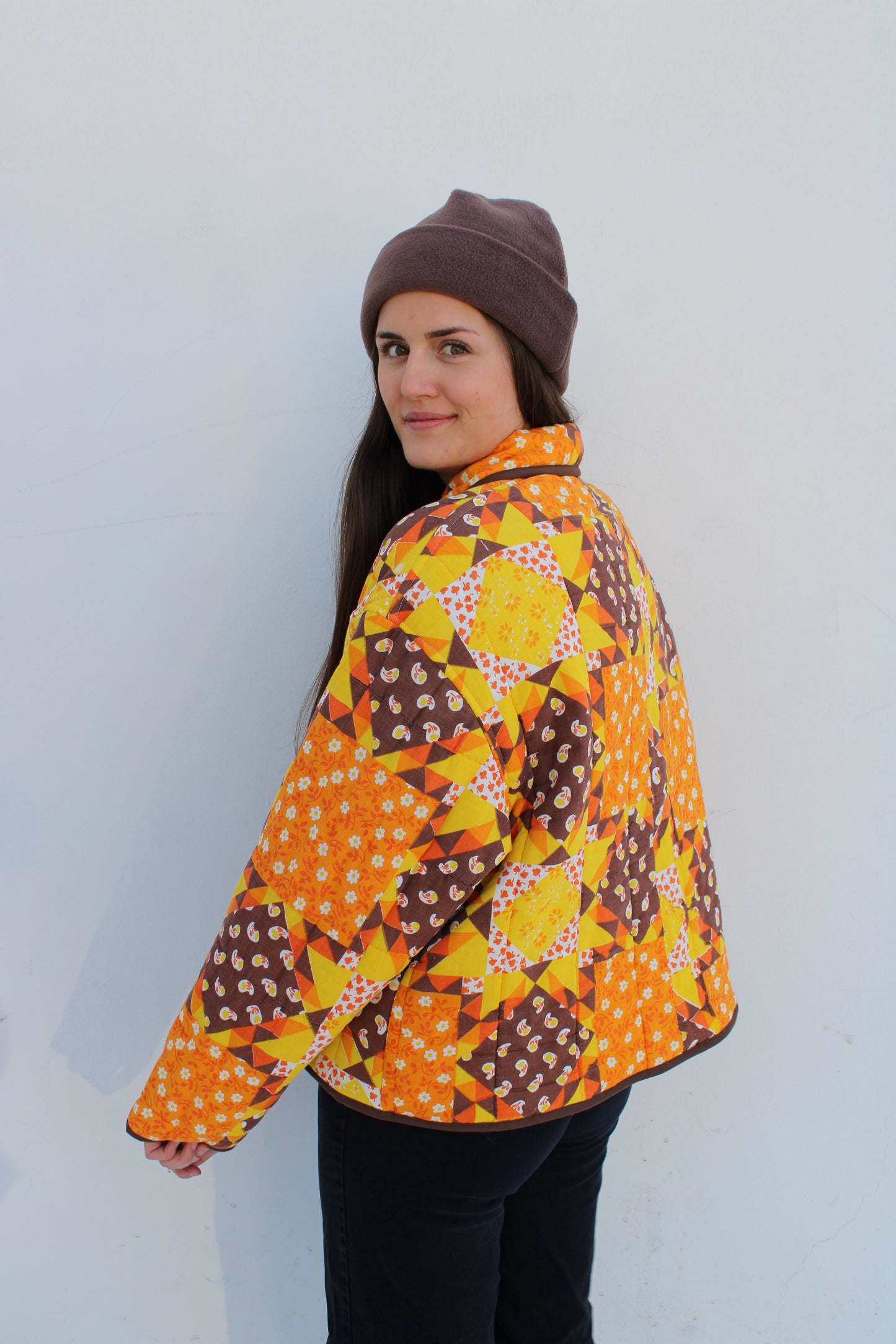 Retro Sleeping Bag Jacket - Brown and Orange (S-XL)