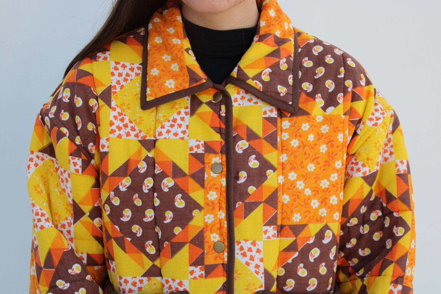 Retro Sleeping Bag Jacket - Brown and Orange (S-XL)