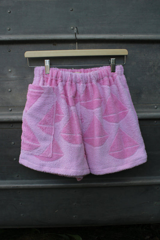 Towel Shorts - Pink Sailboats (XS/S)