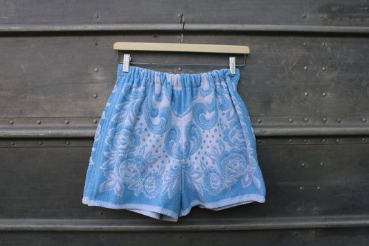 Towel Shorts - Blue Florals and Roses (S)