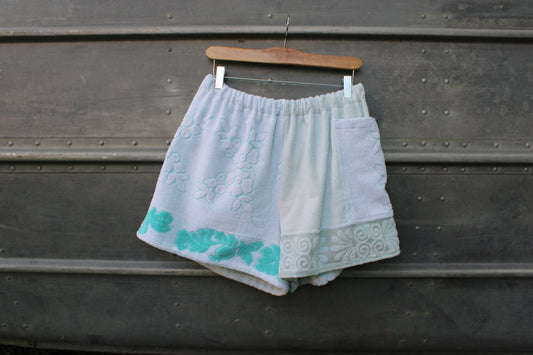 Towel Shorts - Light Blue and Teal (L)