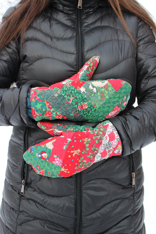 Vintage Patchwork Quilt Mittens #26 Christmas