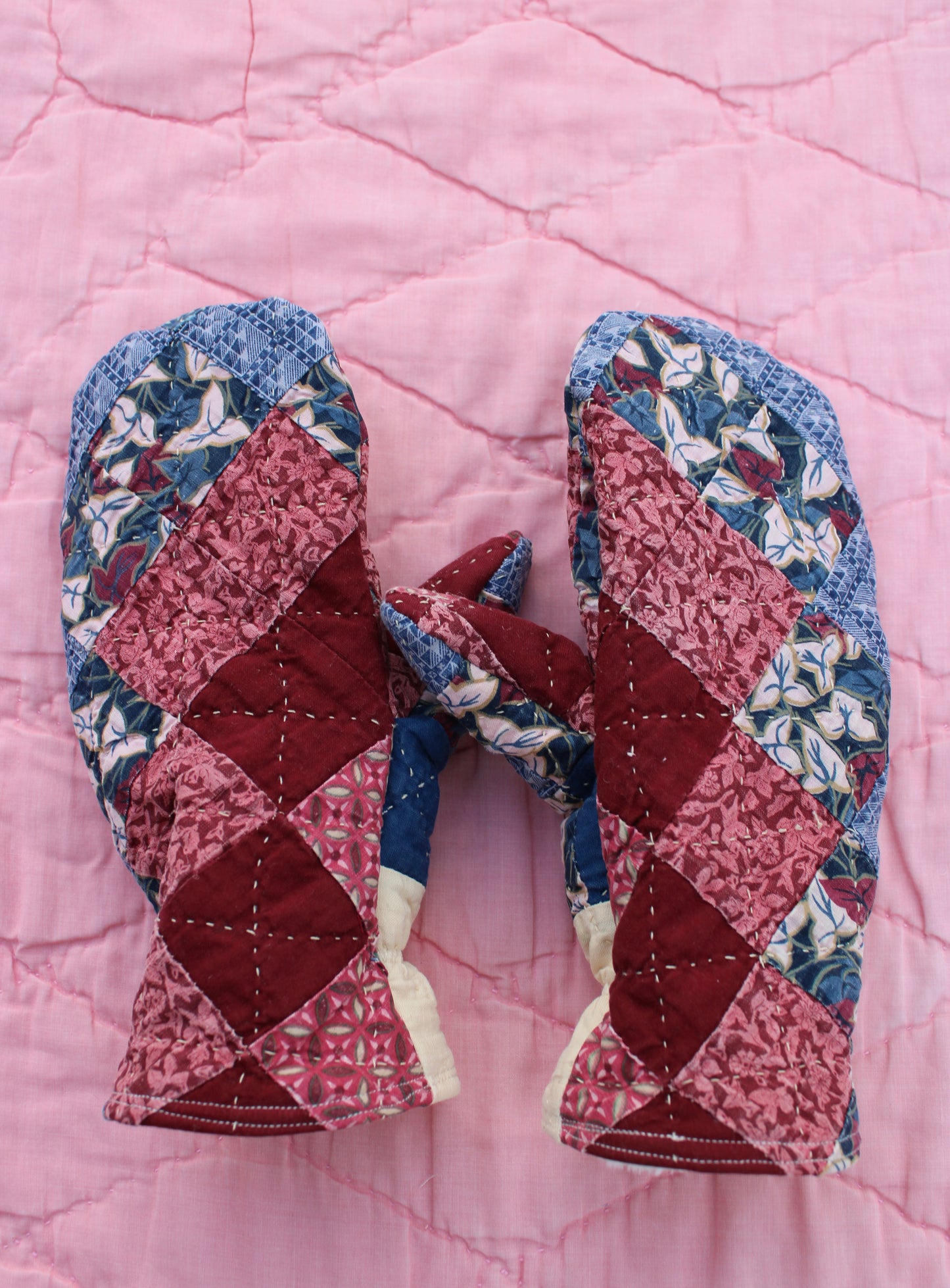 Vintage Patchwork Quilt Mittens #34