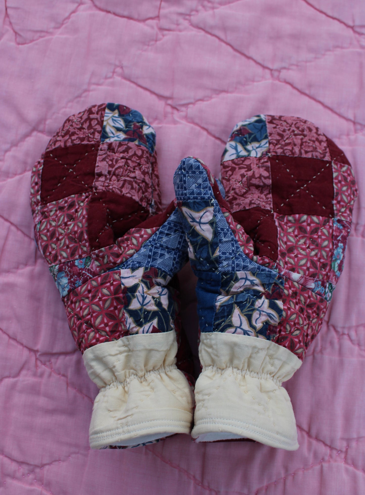 Vintage Patchwork Quilt Mittens #34